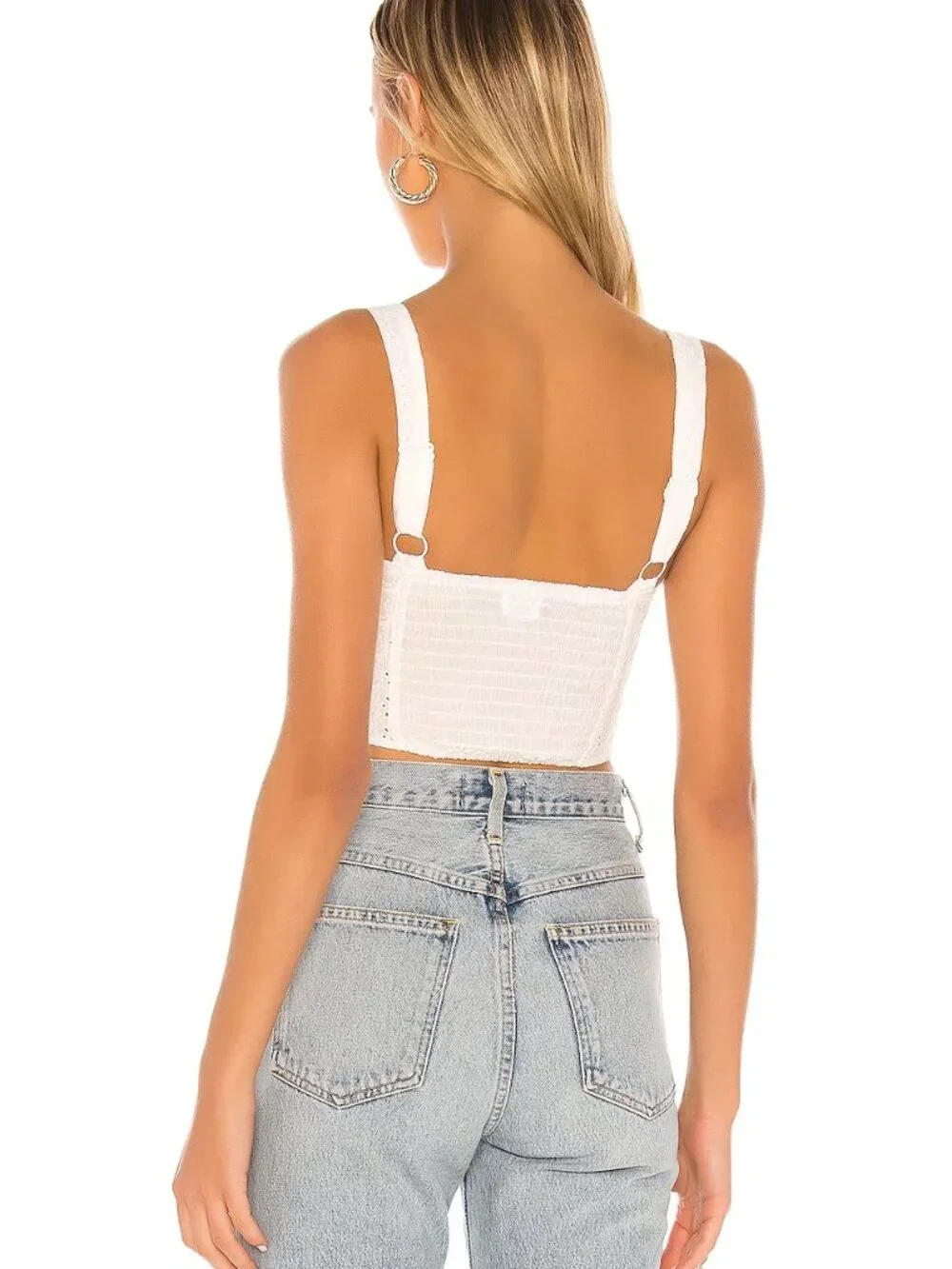 Superdown Romona Crop Top Sz M White Eyelet Lace Coquette Cottage Core Boho - Picture 3 of 11